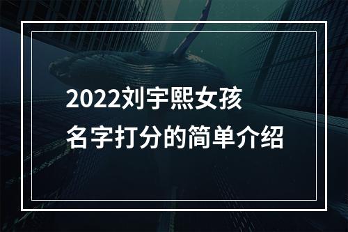 2022刘宇熙女孩名字打分的简单介绍