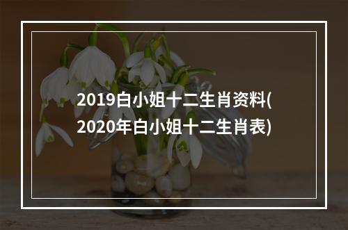 2019白小姐十二生肖资料(2020年白小姐十二生肖表)